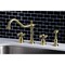 Kingston Brass KB1797AXBS 8" Widespread Kitchen Faucet W/ Brass Sprayer, Brushed Brass KB1797AXBS - alternate 3